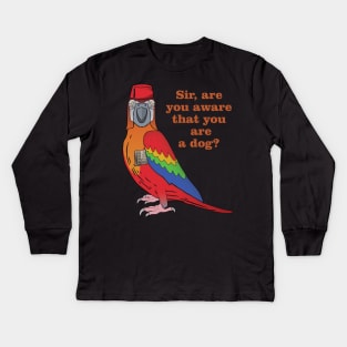 Funny Parrot Wearing a Fez Kids Long Sleeve T-Shirt